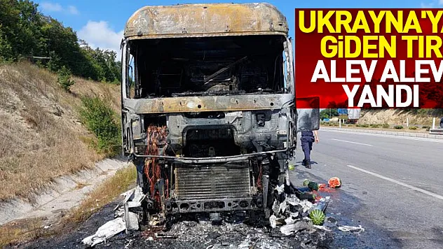 Ukrayna'ya giden karpuz yüklü tır alev alev yandı