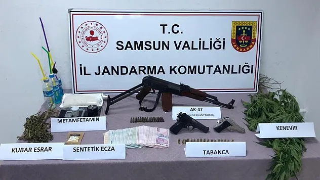 Samsun'da kaleşnikof tüfek ve uyuşturucu operasyonunda 3 kişi tutuklandı