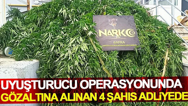 Bafra'da uyuşturucu operasyonunda gözaltına alınan 4 şahıs adliyede
