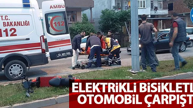 Elektrikli bisikletle otomobil çarpıştı