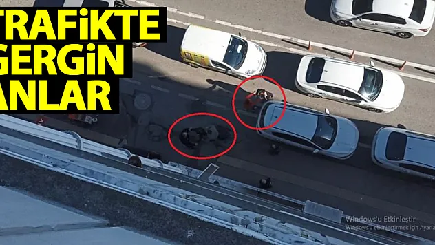 Trafikte gergin anlar