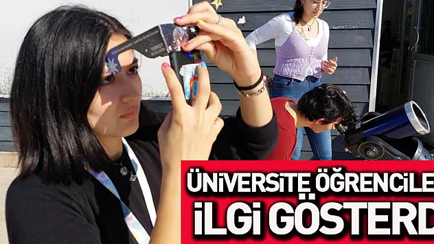 Samsun'da güneş tutulmasına üniversite öğrencileri ilgi gösterdi