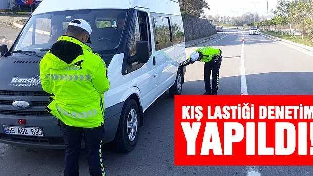 Salıpazarı'nda kış lastiği denetimi yapıldı