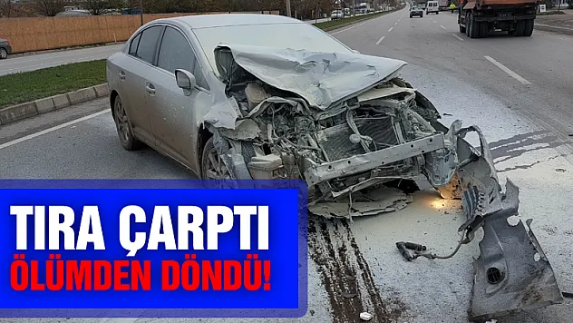 Samsun'da tıra arkadan çarpan otomobiilin sürücüsü ölümden döndü