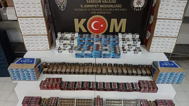 Samsun'da 110 bin dal kaçak makaron ve bin 691 adet takviye gıda ele geçirildi