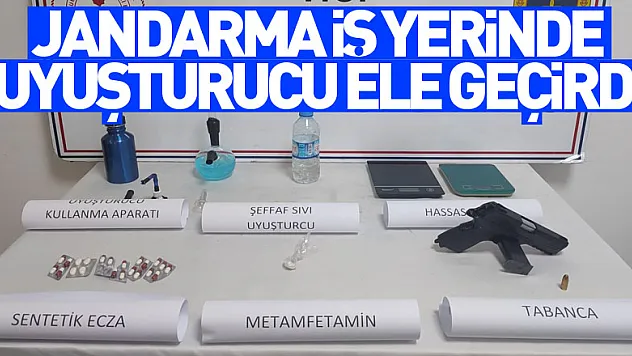 Jandarma iş yerinde uyuşturucu ele geçirdi