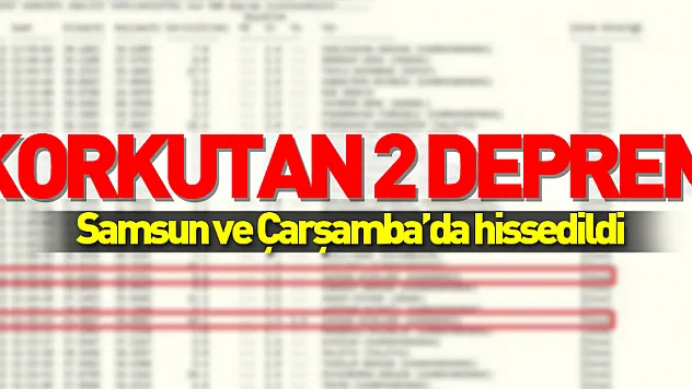 Samsun açıklarında korkutan 2 deprem