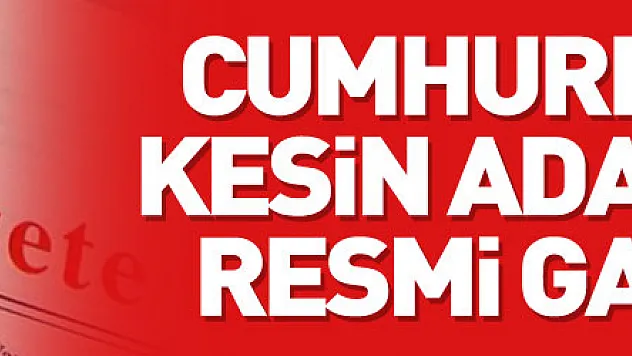 Cumhurbaşkanı kesin aday listesi Resmi Gazete'de