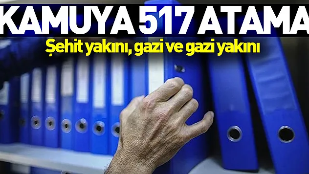 Kamuya 517 şehit yakını, gazi ve gazi yakını atanacak