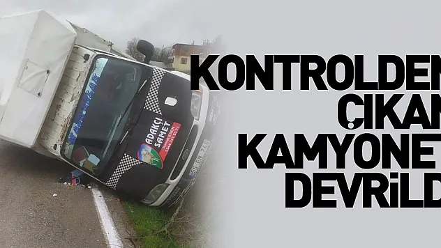 Kontrolden çıkan kamyonet devrildi