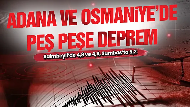 Adana ve Osmaniye'de art arda depremler