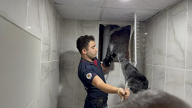 Alaçam'da apartman boşluğuna düşen yavru güvercin kurtarıldı