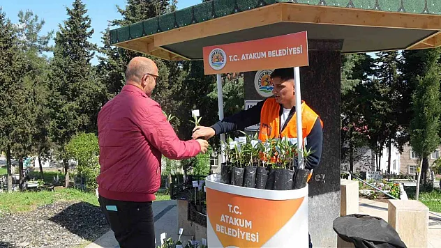 Atakum Belediyesinden kabir ziyareti yapan vatandaşlara çiçek fidesi