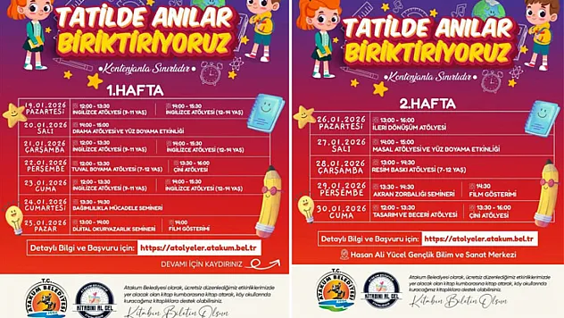 Atakum'da çocuklar için yarıyıl tatiline özel etkinlikler yarın başlıyor