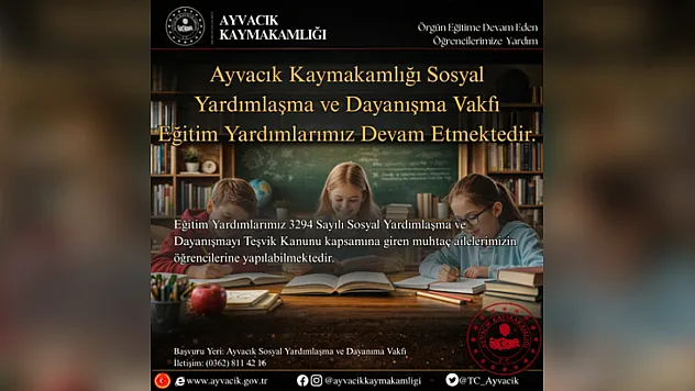 Ayvacık'ta eğitim desteği sürüyor