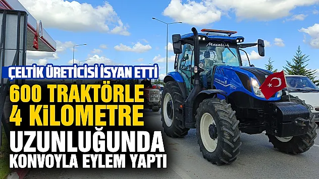 Bafra'da çeltik üreticilerinden 600 traktörlü konvoyla isyan
