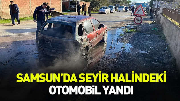 Bafra'da otomobil yandı
