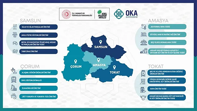 Bölge illeri için belirlenen sektörler