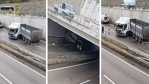Bursa'da yağış kazaya neden oldu: Tır makasladı, sürücü yaralandı