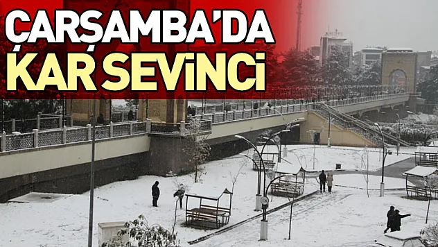 Çarşamba'da kar sevinci