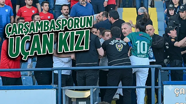Çarşambasporlu taraftar kız kavga alanına uçarak daldı