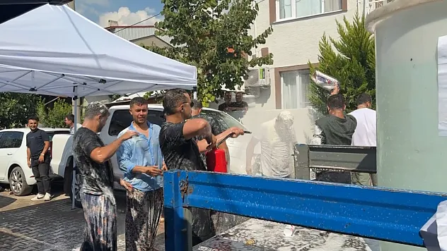 Damat su tankına atıldı