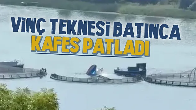 Derbent Barajı'nda vinç teknesi suya gömüldü