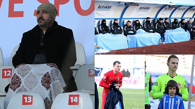 Erzurum'da -10 derecede futbol: Yedek kulübesinde battaniye, sahada buz gibi mücadele