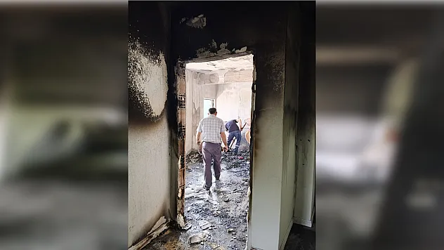 Fındık için köye gelen ailenin evinde yangın çıktı