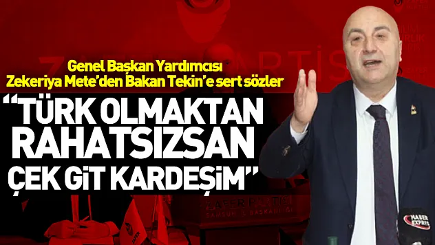 Genel Başkan Yardımcısı Zekeriya Mete'den Bakan Tekin'e sert sözler 'Türk olmaktan rahatsızsan çek git kardeşim'
