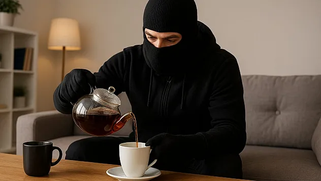 Girdiği evde çay demleyip, kahve içti