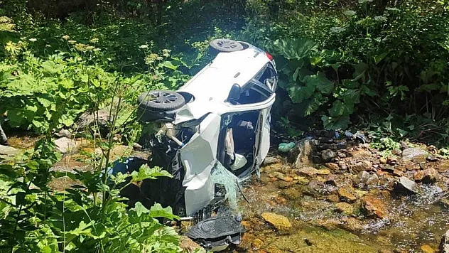 Giresun'da otomobil dereye devrilmesi sonucu 6 kişi yaralandı