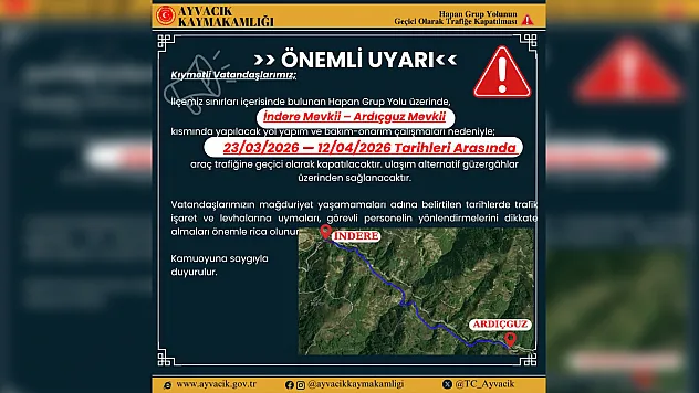 Hapan grup yolu trafiğe kapalı