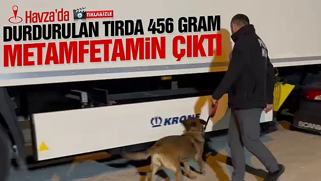 Havza'da Narkotik Köpeği Pera tırdaki gizli metamfetamini buzdolabında yakaladı
