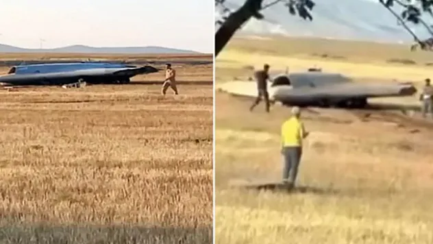 İHA tarlaya acil iniş yaptı