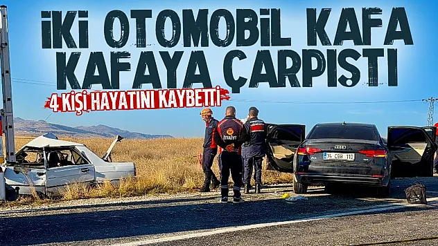 İki araç kafa kafaya çarpıştı