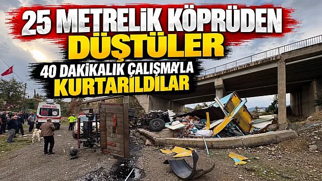 Kastamonu'da 25 metrelik köprüden düşen kamyondaki 2 kişi kurtarıldı