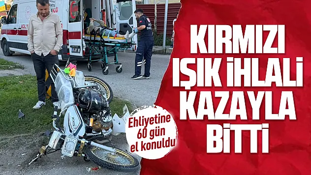 Kırmızı ışık ihlali yapan motosiklete otomobil çarptı: 1 yaralı