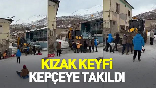 Kızak Keyfi Kepçeye Takıldı