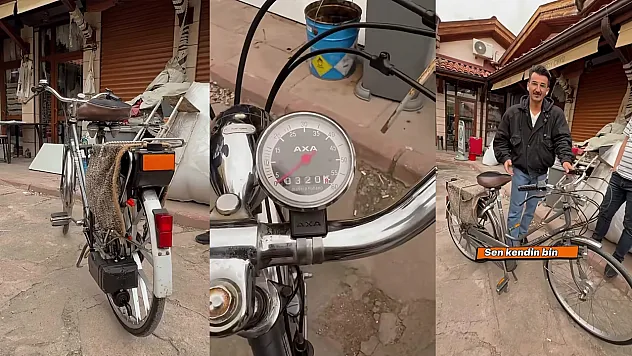 Konya'da ilginç motorlu bisiklet görenlerin dikkatini çekti