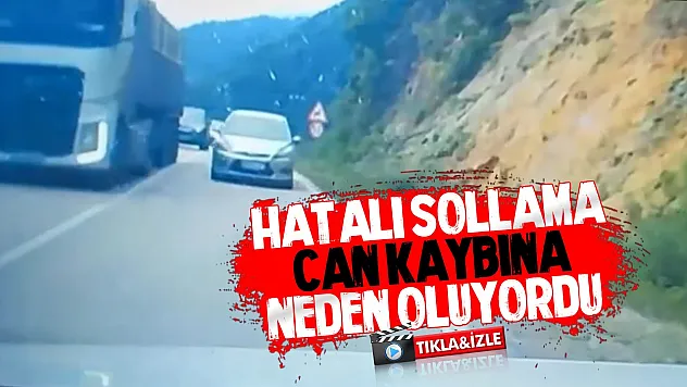 Kör noktada şerit ihlali kameralara yansıdı