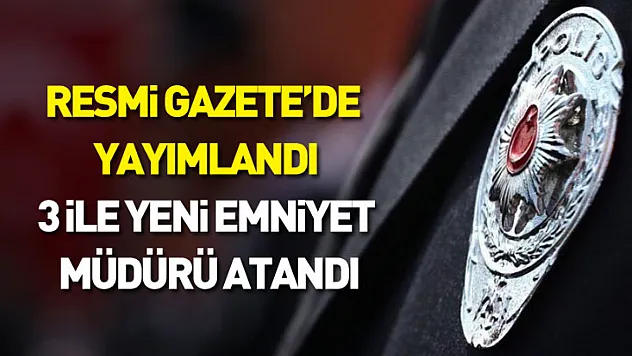 Resmî Gazete'de yayımlandı: 3 ile yeni emniyet müdürü atandı