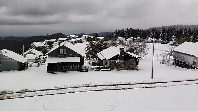Sakarya'da mevsimin ilk karı yağdı! Yaylalar beyaza büründü