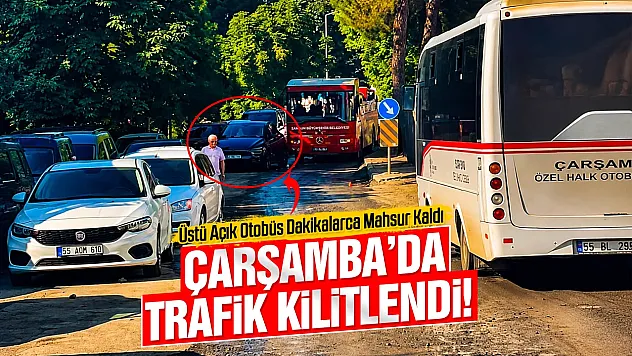 Samsun Çarşamba'da bilinçsiz park trafiği kilitledi
