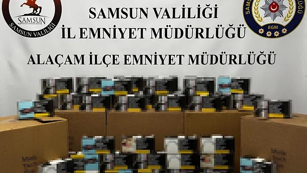 Samsun'da 50 bin adet dolu makaron ele geçirildi