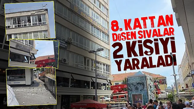 Samsun'da 8. kattan düşen sıvalar 2 kişiyi yaraladı