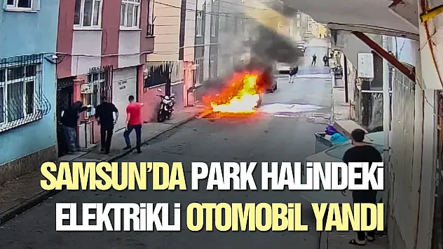 Samsun'da elektrikli otomobil alevlere teslim oldu