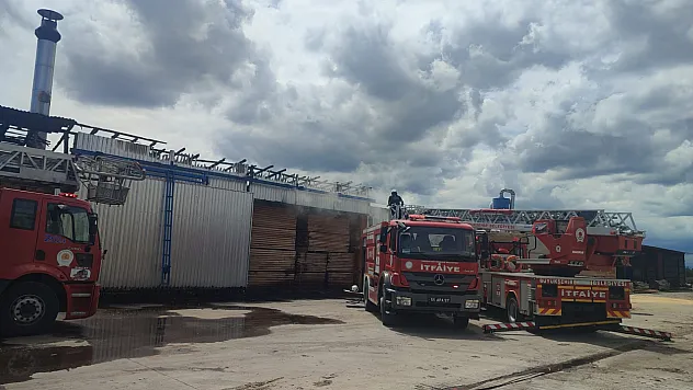 Samsun'da kereste atölyesinde çatı yangını
