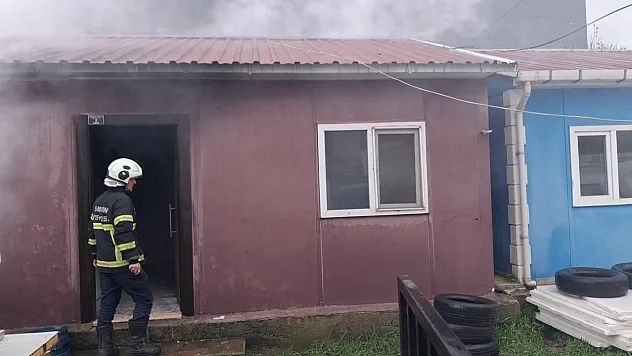 Samsun'da prefabrik konteyner yangını