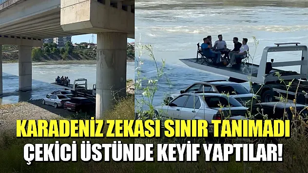 Samsun'da sıcaktan bunalan gençler çekici üzerinde eğlendi